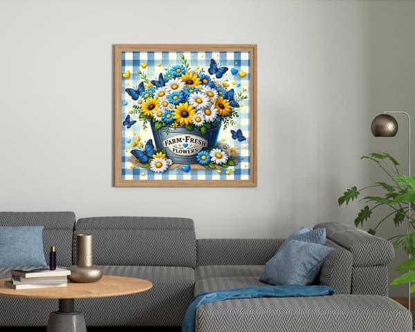 Bomclap Diamond Painting – Farm Fresh Flowers: En Färgrik Blommensamling med Fjärilar DIY 5D Diamantmålning för Vuxna & Nybörjare, 30x30cm