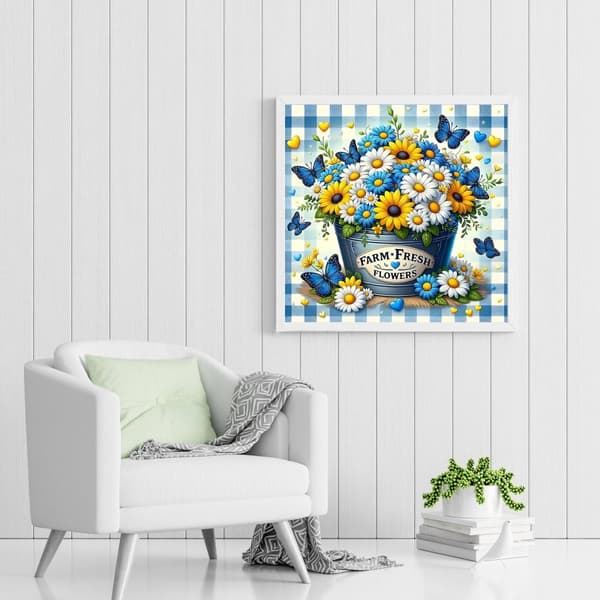 Bomclap Diamond Painting – Farm Fresh Flowers: En Färgrik Blommensamling med Fjärilar DIY 5D Diamantmålning för Vuxna & Nybörjare, 30x30cm