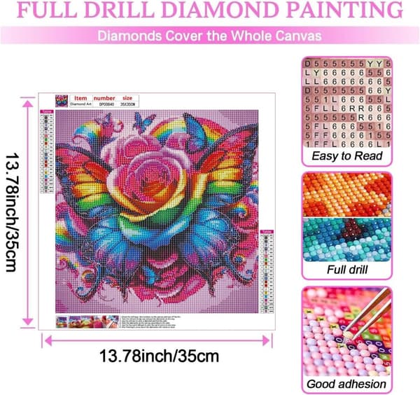 Bomclap 5D Fjäril Blomster Diamantkit Vuxna – DIY Diamantmålning! Full Round Drill – Hemmawall Decor 35x35cm