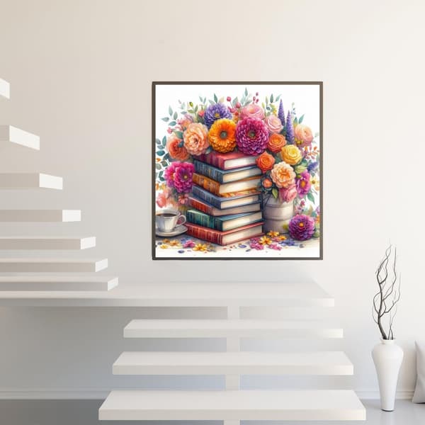 Bomclap 5D Bok Blomster Diamantkit Vuxna – DIY Diamantmålning! Full Round Drill – Hemmawall Decor 35x35cm