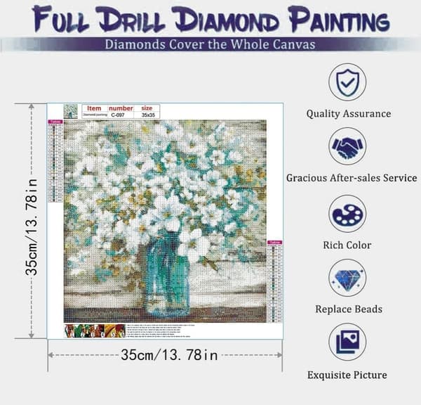 Bomclap Kvadratisk Vas 5D DIY - Full Drill Diamond Painting 35x35 cm Modern Heminredning