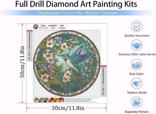 Bomclap Kolibridesign 5D Diamond Art - Full Drill DIY Flygande Väggkonst 35x35 cm
