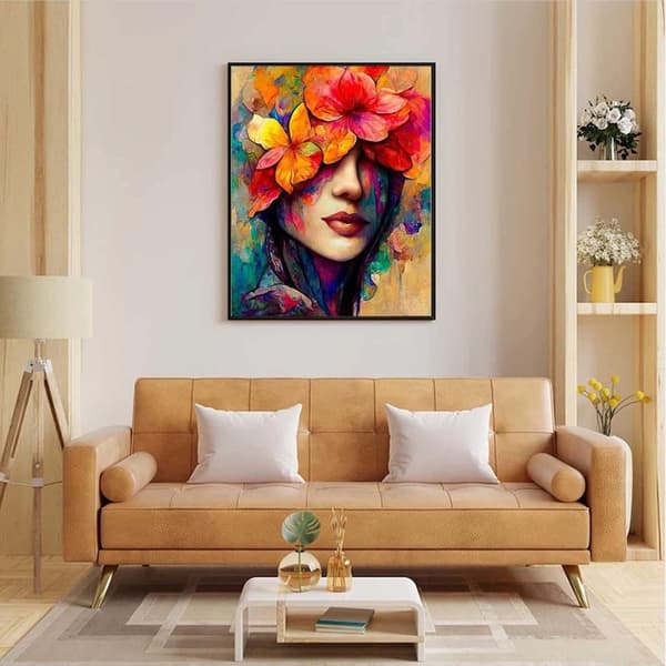 Bomclap Kvinna med Blommor 5D - Full Drill DIY Smyckespärlkonst i 30x40 cm