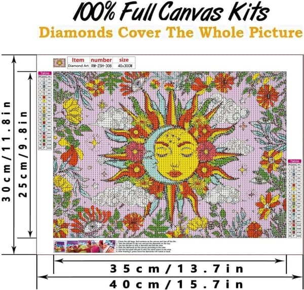 Bomclap Sol-Moon Par 5D Diamantmaleri - Fuld Drill DIY Kit til matchende vægkunst, 30x40 cm