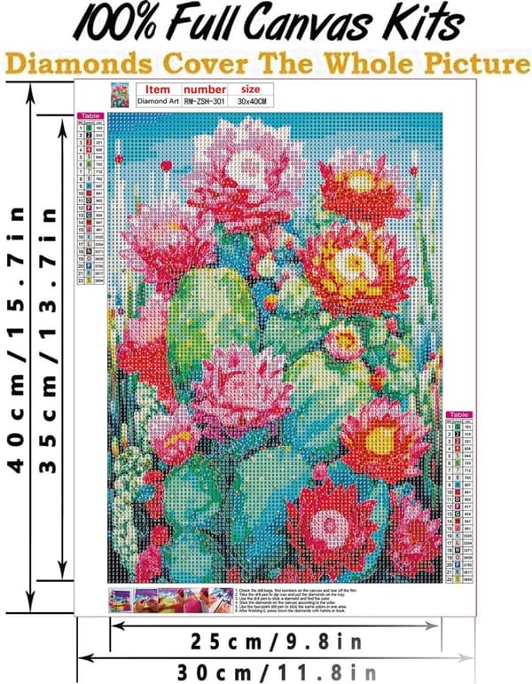 Bomclap Kaktusmotiv 5D Diamond Painting - Full Drill DIY Kit i 30x40 cm För Ökenstil Hem