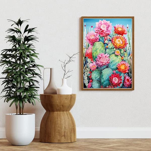 Bomclap Kaktusmotiv 5D Diamond Painting - Full Drill DIY Kit i 30x40 cm För Ökenstil Hem