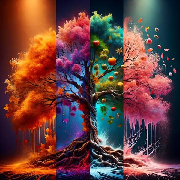 Bomclap Tree of Life 5D Diamond Kit Voksne – Four Seasons Trees! Fuld Rund Drill Perlekunst – Hemmawall Decor Gave 35,5x35,5cm