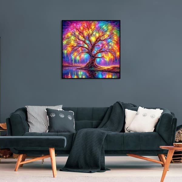 Bomclap 5D Färgsprakande Livets Träd Diamantkit Vuxna – Beginners Diamantmålning! Full Round Drill – Hemmawall Decor Present