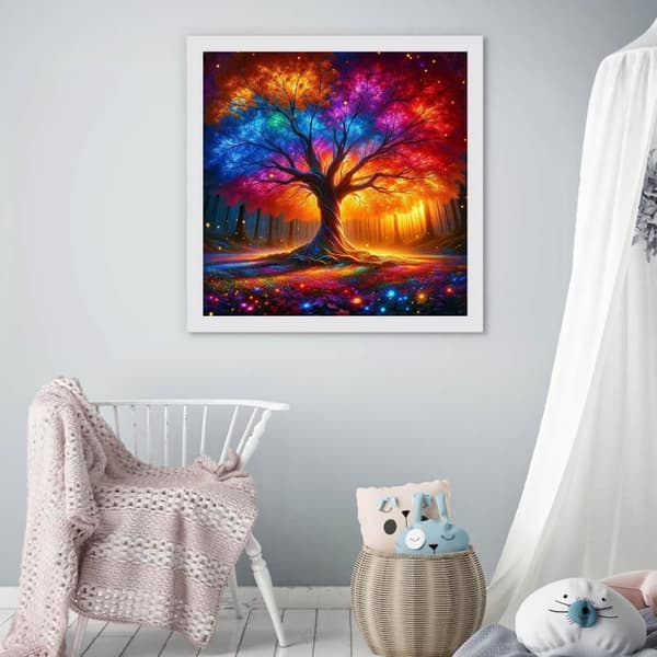 Bomclap Tree of Life 5D Diamond Kit Aikuiset – Aloittelijoiden timanttimaalaus! DIY pyöreä pora – Hemmawall Decor 30x30cm