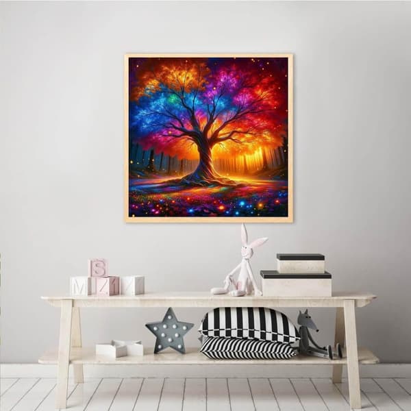 Bomclap Tree of Life 5D Diamond Kit Aikuiset – Aloittelijoiden timanttimaalaus! DIY pyöreä pora – Hemmawall Decor 30x30cm