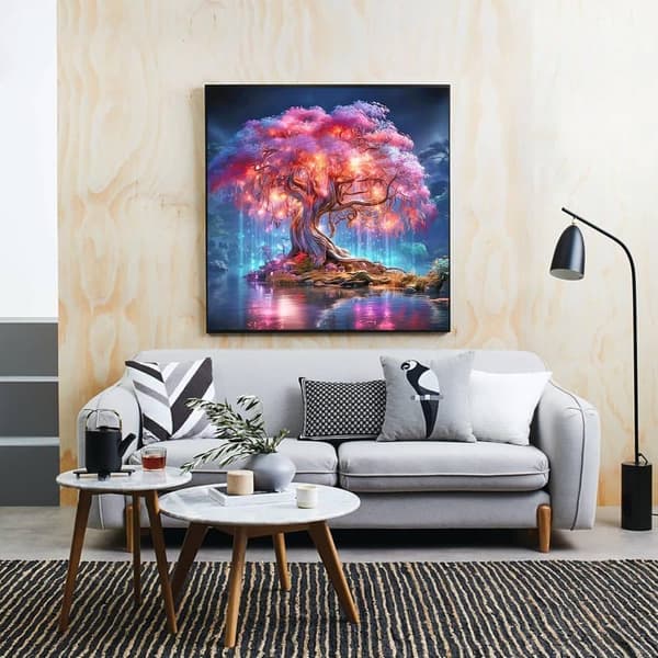 Bomclap 5D Tree of Life -timanttisarja aikuisille – aloittelijoille timanttimaalaus! DIY pyöreä pora – Hemmawall Decor 30x30cm