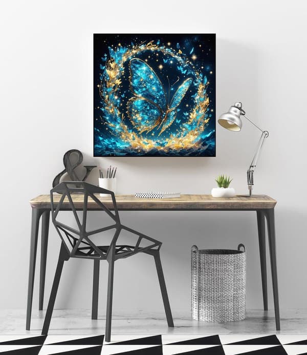 Bomclap Glitter Butterfly 5D Diamond Kit Voksne Begyndere – DIY Full Drill Runde Diamond Dots! Hemmawall Indretning 30x30cm