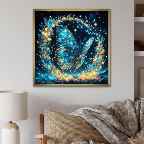 Bomclap Glitter Butterfly 5D Diamond Kit Voksne Begyndere – DIY Full Drill Runde Diamond Dots! Hemmawall Indretning 30x30cm
