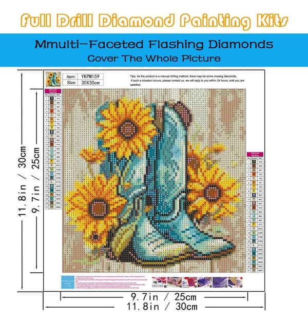 Bomclaporsa 5D Diamanttiaset Aikuille Alkaajille – Cowboyorsa Auringonputki! DIY Täydellinen Drill Round Diamond Dots – Kotiseinän koriste 30x30cm