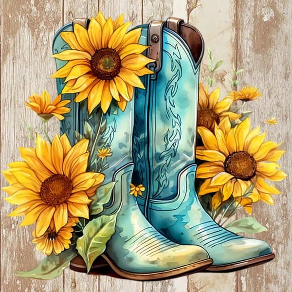 Bomclaporsa 5D Diamanttiaset Aikuille Alkaajille – Cowboyorsa Auringonputki! DIY Täydellinen Drill Round Diamond Dots – Kotiseinän koriste 30x30cm