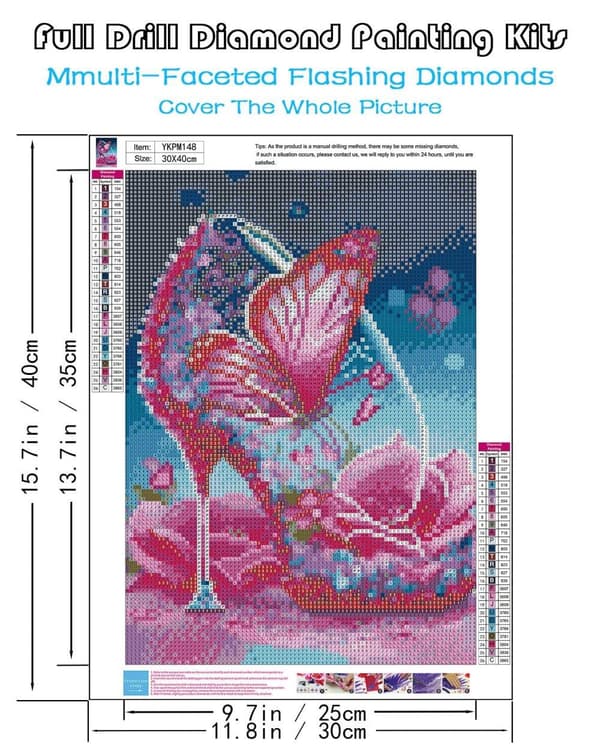 Bomclap Høje Hæle Butterfly 5D Diamond Kit Voksne Begyndere – DIY Fuld Round Drill! Maling fra Diamonds – Hemmawall Decor 30x40cm