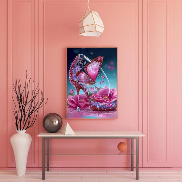 Bomclap Høje Hæle Butterfly 5D Diamond Kit Voksne Begyndere – DIY Fuld Round Drill! Maling fra Diamonds – Hemmawall Decor 30x40cm