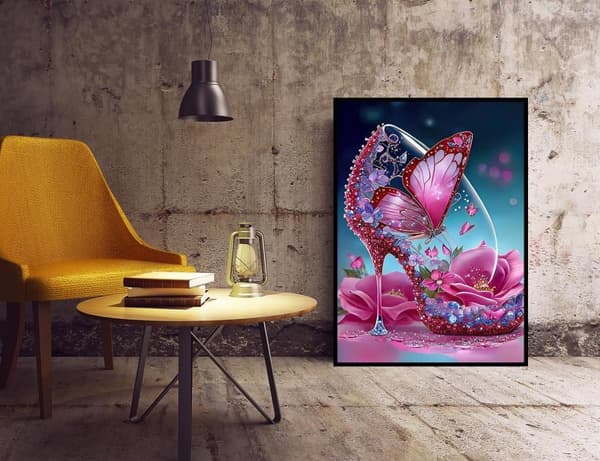 Bomclap Høje Hæle Butterfly 5D Diamond Kit Voksne Begyndere – DIY Fuld Round Drill! Maling fra Diamonds – Hemmawall Decor 30x40cm
