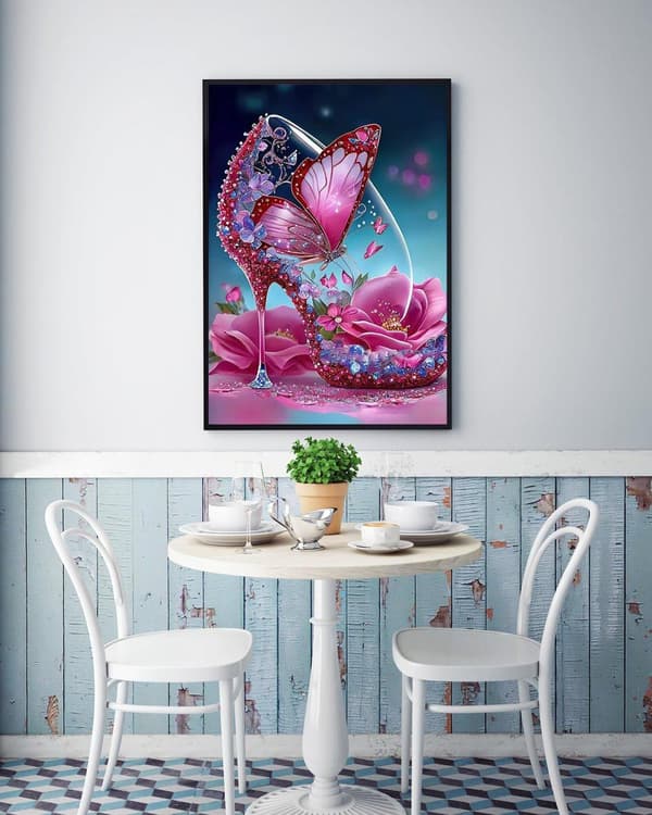 Bomclap Høje Hæle Butterfly 5D Diamond Kit Voksne Begyndere – DIY Fuld Round Drill! Maling fra Diamonds – Hemmawall Decor 30x40cm
