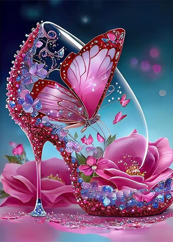 Bomclap Høje Hæle Butterfly 5D Diamond Kit Voksne Begyndere – DIY Fuld Round Drill! Maling fra Diamonds – Hemmawall Decor 30x40cm