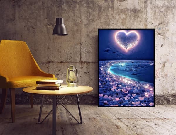 Bomclap 5D Kärlekshjärta Strand Diamantkit Vuxna Beginners – DIY Full Drill med Round Diamond Dots! Hemmawall Decor 30x40cm