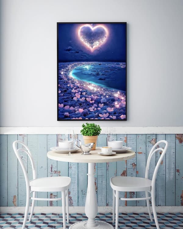 Bomclap 5D Kärlekshjärta Strand Diamantkit Vuxna Beginners – DIY Full Drill med Round Diamond Dots! Hemmawall Decor 30x40cm