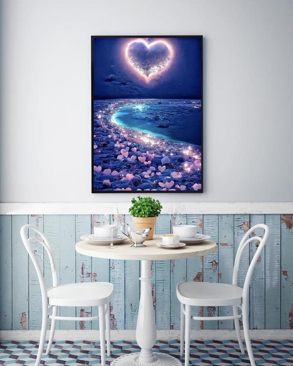 Bomclap 5D Kärlekshjärta Strand Diamantkit Vuxna Beginners – DIY Full Drill med Round Diamond Dots! Hemmawall Decor 30x40cm