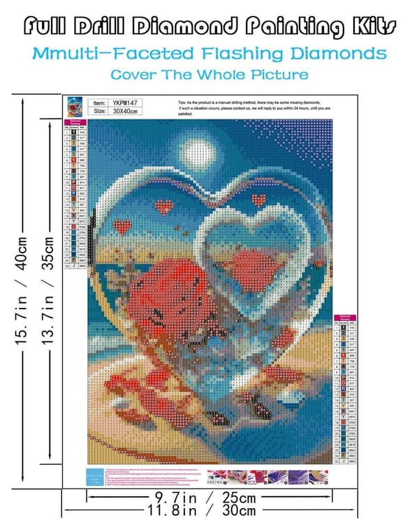 Bomclap 5D-roser på kærlighedens strand Diamond Kit Voksne begyndere – DIY fuld boremaskine med runde diamantprikker! Hemmawall Indretning 30x40cm