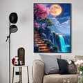 Miniatyrbillede 3 af 7: Bomclap Moon Landscape 5D Diamond Kit Voksne – Vandfaldslandskab med sinusminer! DIY strikkekraft – Hemmawall Indretningsgave 30x40cm