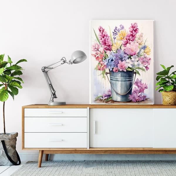 Bomclap farverige blomster i taske 5D Diamond Kit Voksne Begyndere – DIY Full Drill Diamond Dots! Kristallcraft – Hemmawall Indretningsgave 30x40cm