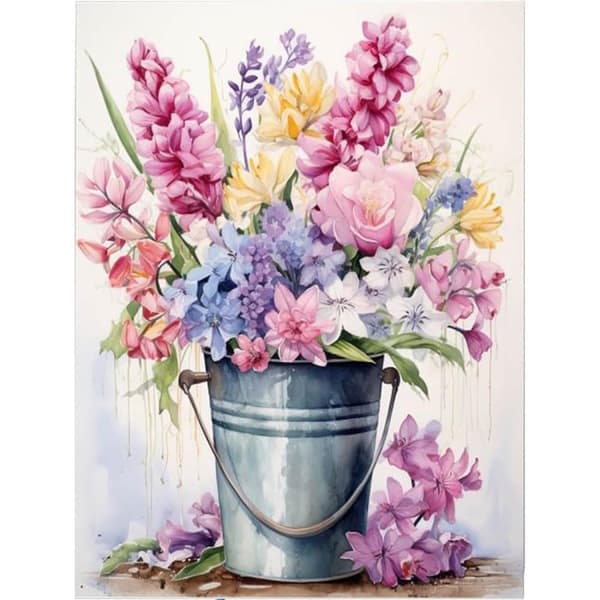 Bomclap farverige blomster i taske 5D Diamond Kit Voksne Begyndere – DIY Full Drill Diamond Dots! Kristallcraft – Hemmawall Indretningsgave 30x40cm