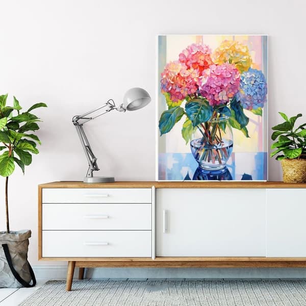 Bomclap Glass Hortensia 5D Diamond Kit Aikuiset Aloittelijat – DIY Full Drill Diamond Dots! Kristallcraft – Hemmawall Sisustuslahja 30x40cm