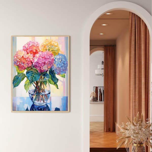 Bomclap Glas Hortensia 5D Diamantsæt Voksne Begyndere – DIY Fuld Drill Diamond Dots! Kristallcraft – Hemmawall Indretningsgave 30x40cm