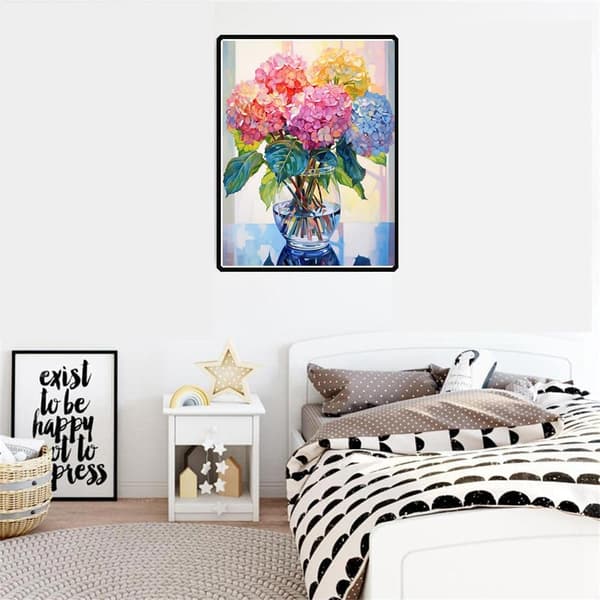Bomclap Glass Hortensia 5D Diamond Kit Aikuiset Aloittelijat – DIY Full Drill Diamond Dots! Kristallcraft – Hemmawall Sisustuslahja 30x40cm