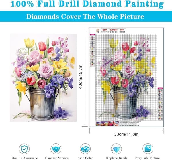 Bomclap Box Flowers 5D Diamond Kit Aikuiset Aloittelijat – DIY-pyöreä maali Diamondsilta! Gem Full Drill Diamond Dots – Hemmawall Decor Gift 30x40cm