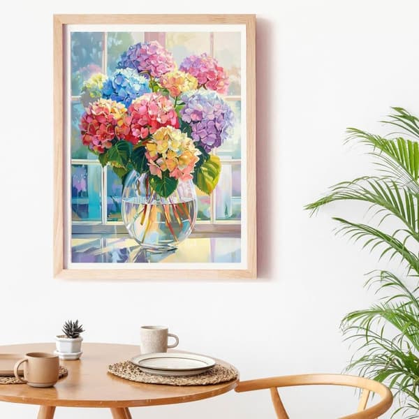 Bomclap Glass Hortensia 5D Diamond Kit Aikuiset Aloittelijat – DIY Full Drill Diamond Dots! Kristallcraft – Hemmawall Sisustuslahja 30x40cm
