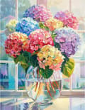 Pikkukuva 1 / 7: Bomclap Glass Hortensia 5D Diamond Kit Aikuiset Aloittelijat – DIY Full Drill Diamond Dots! Kristallcraft – Hemmawall Sisustuslahja 30x40cm