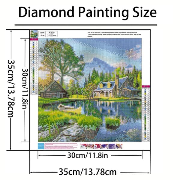 Bomclap Diamond Painting – Idyllic Lake - side Log Cabins i Naturens Skönhet DIY 5D Diamantmålning för Vuxna & Nybörjare, 30x30cm