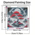 Pikkukuva 5 / 7: Bomclap Timanttimaalaus – Salaperäinen punainen puu ison kuun alla sumussa DIY 5D timanttimaalaus aikuisille ja aloittelijoille, 30x30cm