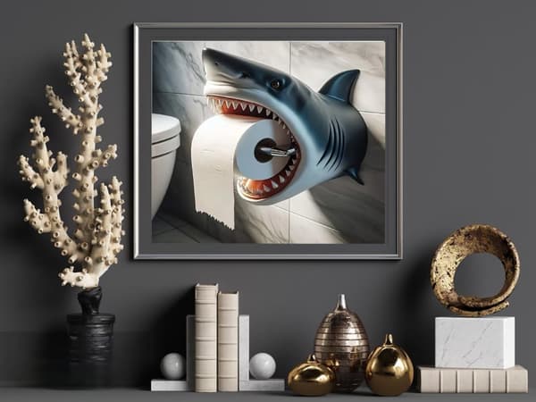 Bomclap Diamond Painting – Spændende Häg Shark Toiletpapirholder DIY 5D Diamantmaleri for voksne og begyndere, 30x30cm