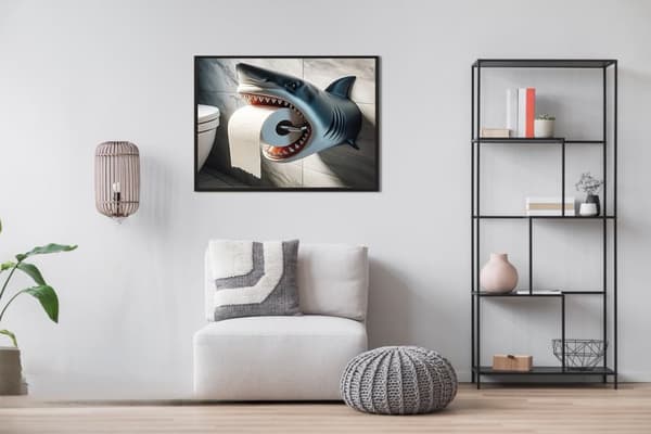 Bomclap Diamond Painting – Spændende Häg Shark Toiletpapirholder DIY 5D Diamantmaleri for voksne og begyndere, 30x30cm