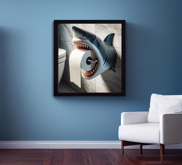 Bomclap Diamond Painting – Spændende Häg Shark Toiletpapirholder DIY 5D Diamantmaleri for voksne og begyndere, 30x30cm