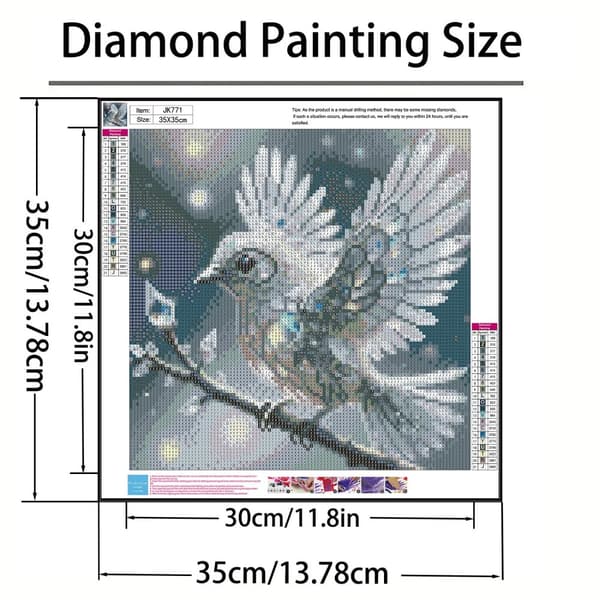 Bomclap Diamond Painting – Funklende krystal fugl på gren DIY 5D diamantmaleri for voksne og begyndere, 30x30cm