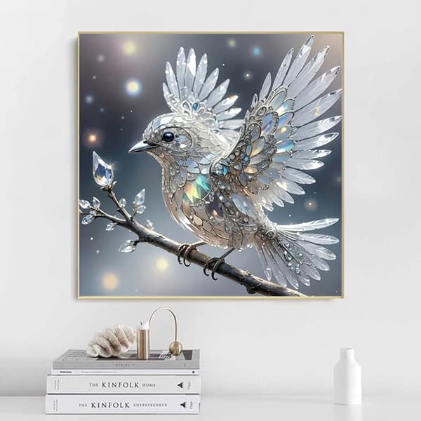 Bomclap Diamond Painting – Funklende krystal fugl på gren DIY 5D diamantmaleri for voksne og begyndere, 30x30cm