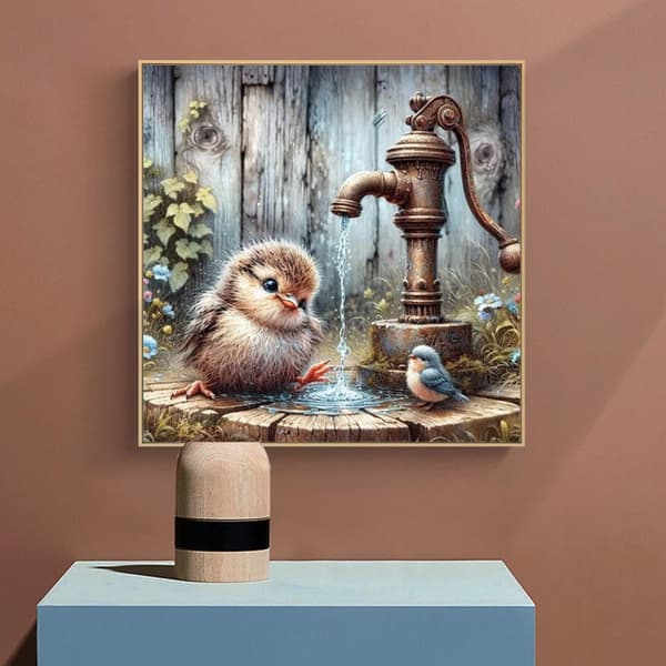 Bomclap Diamond Painting – Lilla Kök i Vatten under Vattenpumpen DIY 5D Diamantmålning för Vuxna & Nybörjare, 30x30cm