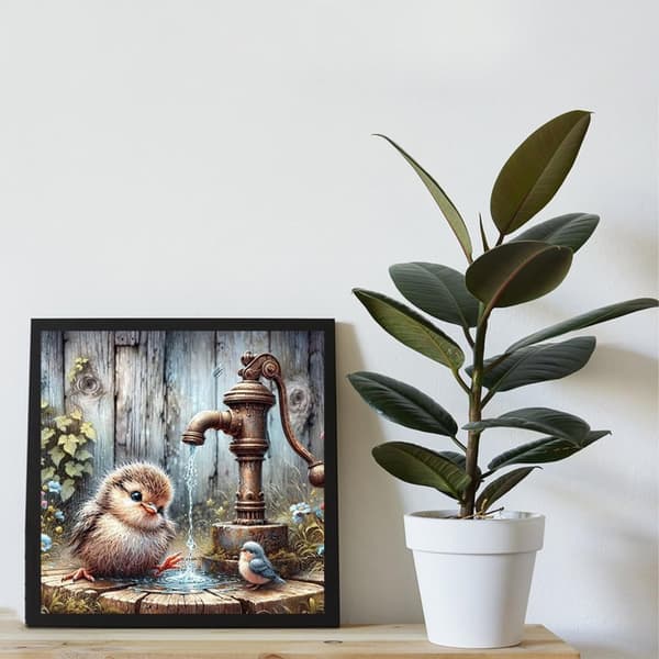 Bomclap Diamond Painting – Lilla Kök i Vatten under Vattenpumpen DIY 5D Diamantmålning för Vuxna & Nybörjare, 30x30cm