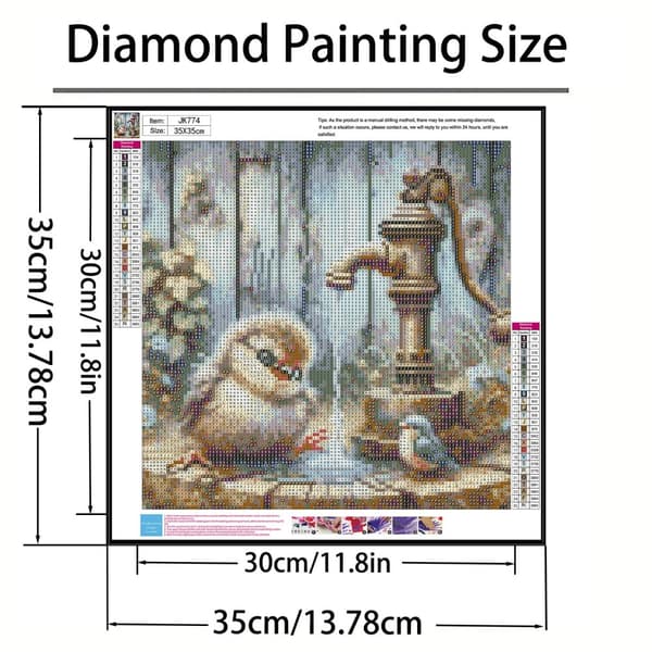 Bomclap Diamond Painting – Lilla Kök i Vatten under Vattenpumpen DIY 5D Diamantmålning för Vuxna & Nybörjare, 30x30cm