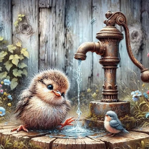 Bomclap Diamond Painting – Lilla Kök i Vatten under Vattenpumpen DIY 5D Diamantmålning för Vuxna & Nybörjare, 30x30cm