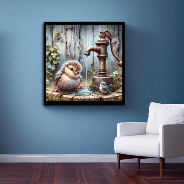 Bomclap Diamond Painting – Lilla Kök i Vatten under Vattenpumpen DIY 5D Diamantmålning för Vuxna & Nybörjare, 30x30cm