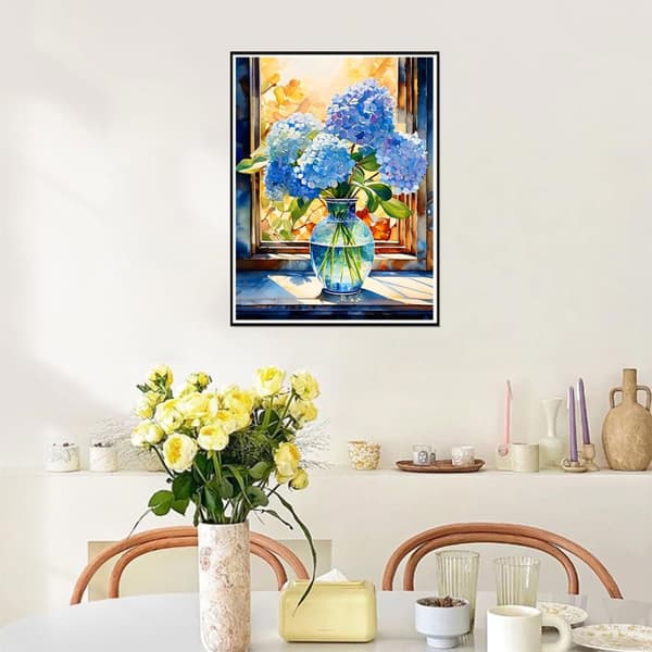 Bomclap Hydrangea 5D Diamond Kit Voksne Begyndere – DIY Gem Art Full Drill Diamond Dots! Kristallcraft – Hemmawall Indretningsgave 30x40cm